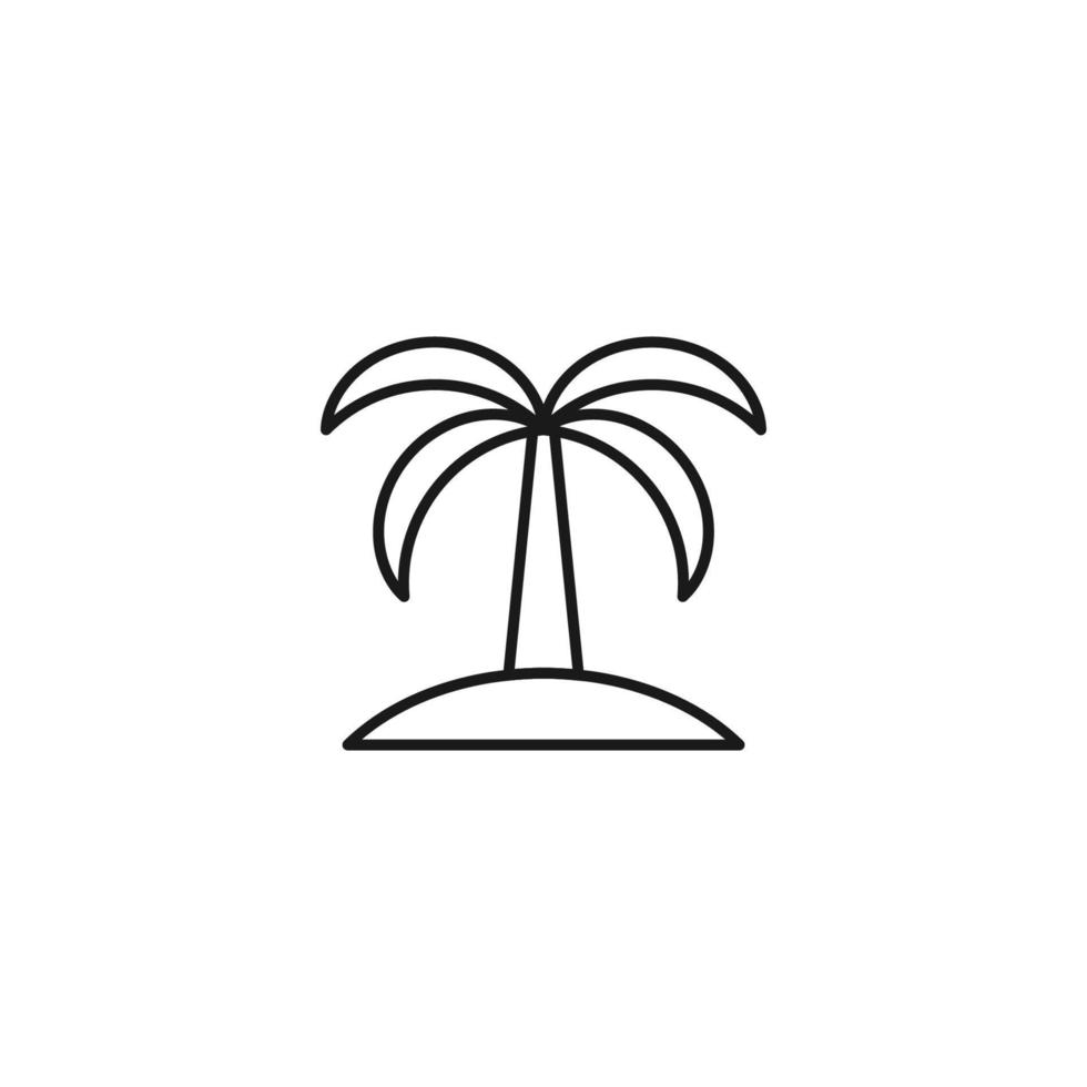 viaggio, turismo, vacanza, segno di vacanza. simbolo vettoriale minimalista disegnato con una linea sottile nera. tratto modificabile. icona della linea vettoriale di palma nel paese tropicale