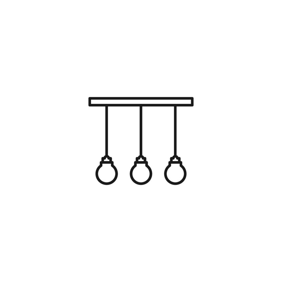 simbolo monocromatico di contorno disegnato in uno stile piatto con linea sottile. tratto modificabile. icona della linea di lampadine per decorare interni vettore