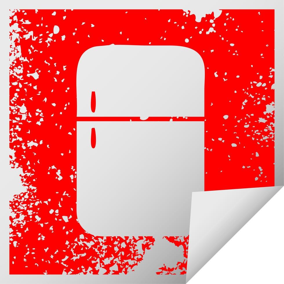 simbolo dell'autoadesivo della sbucciatura quadrata afflitta del frigorifero del congelatore vettore