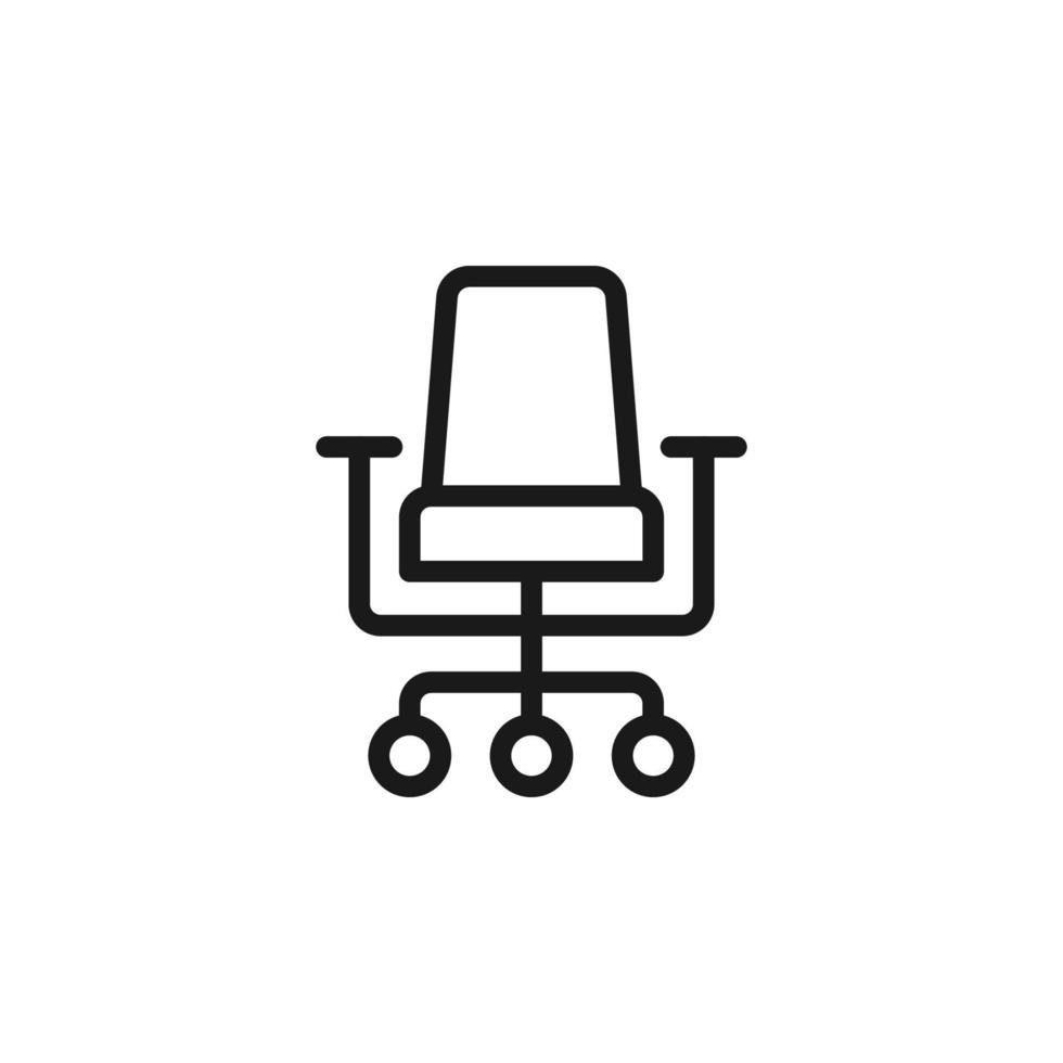 concetto di affari e denaro. segno monocromatico disegnato con linea nera. tratto modificabile. icona della linea vettoriale della sedia da ufficio