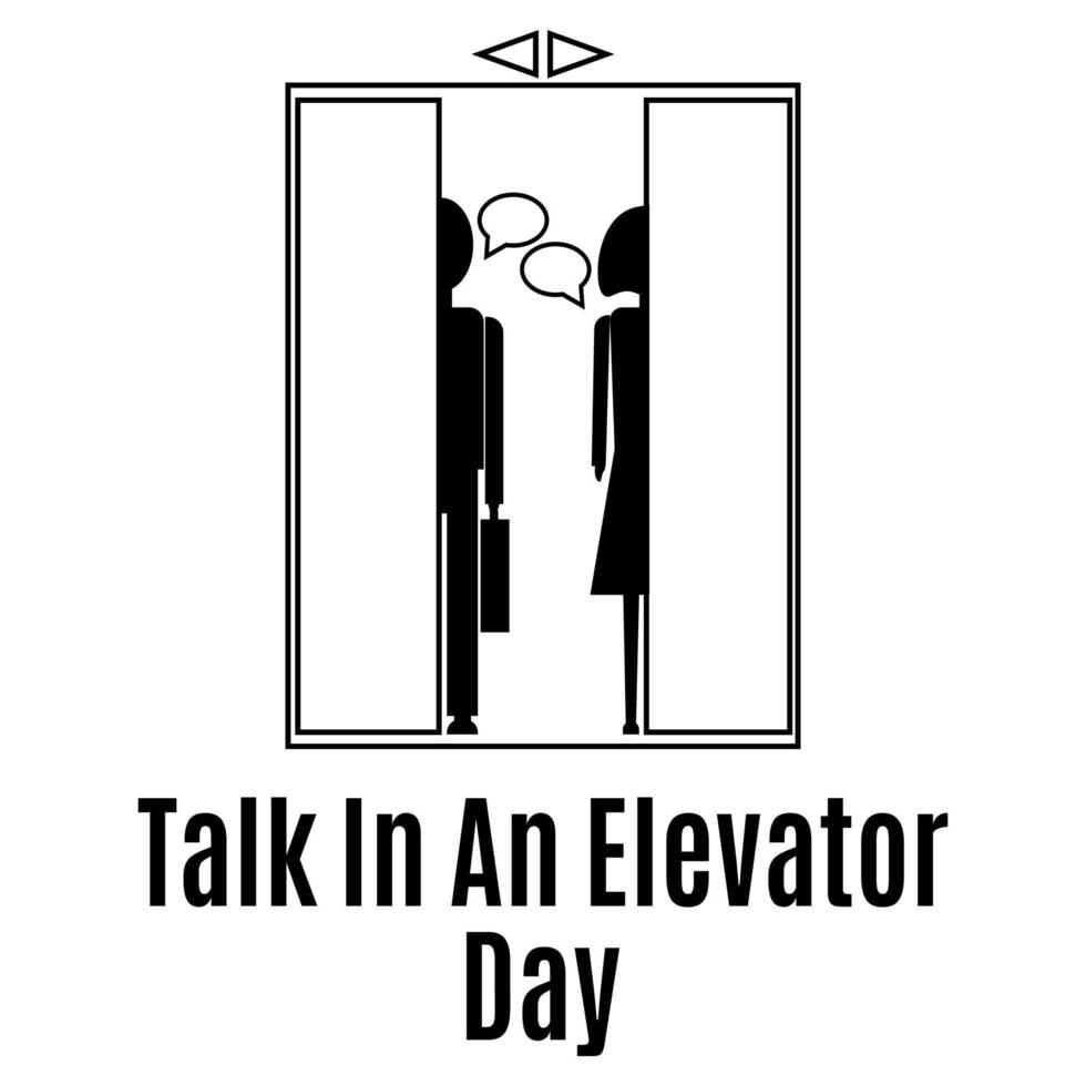 parlare in un giorno in ascensore, silhouette di persone di sesso diverso che parlano in ascensore vettore