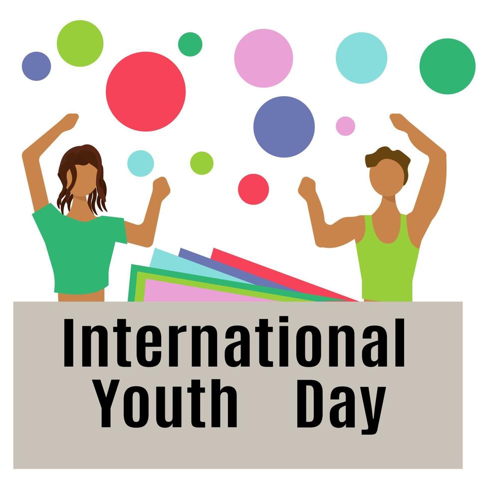 giornata internazionale della gioventù, ballare persone per un poster o un volantino per una data di vacanza vettore