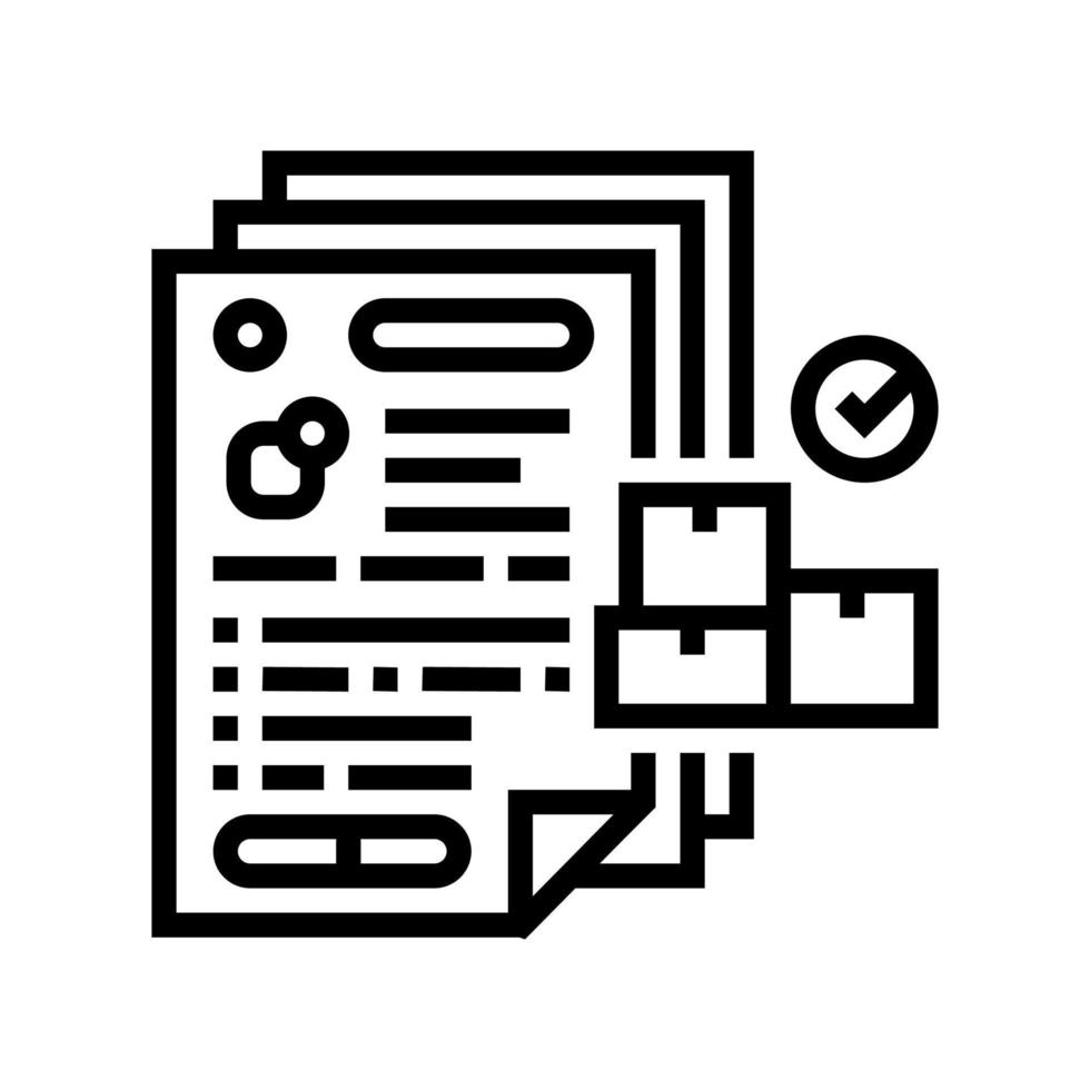 illustrazione vettoriale dell'icona della linea di documenti di inventario