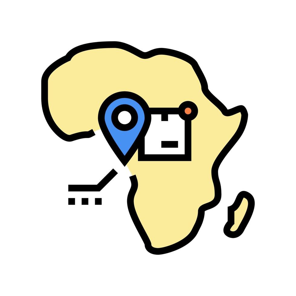 illustrazione vettoriale dell'icona a colori di monitoraggio della spedizione in africa
