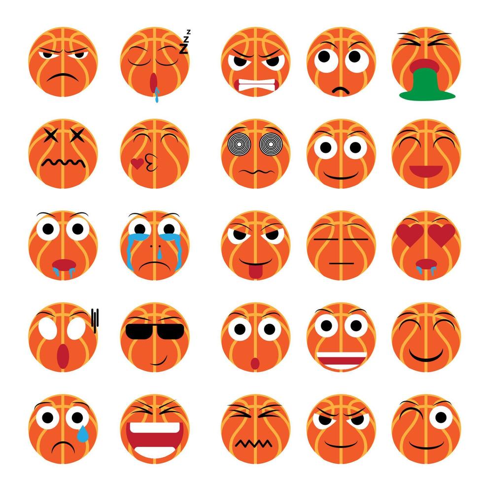 set di emoticon da basket vettore