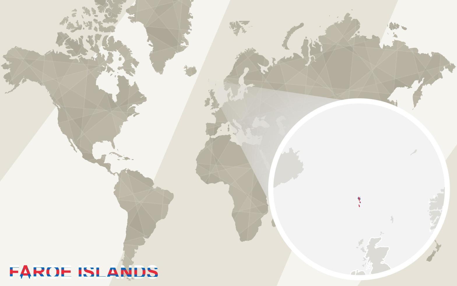 ingrandisci la mappa e la bandiera delle isole faroe. mappa del mondo. vettore