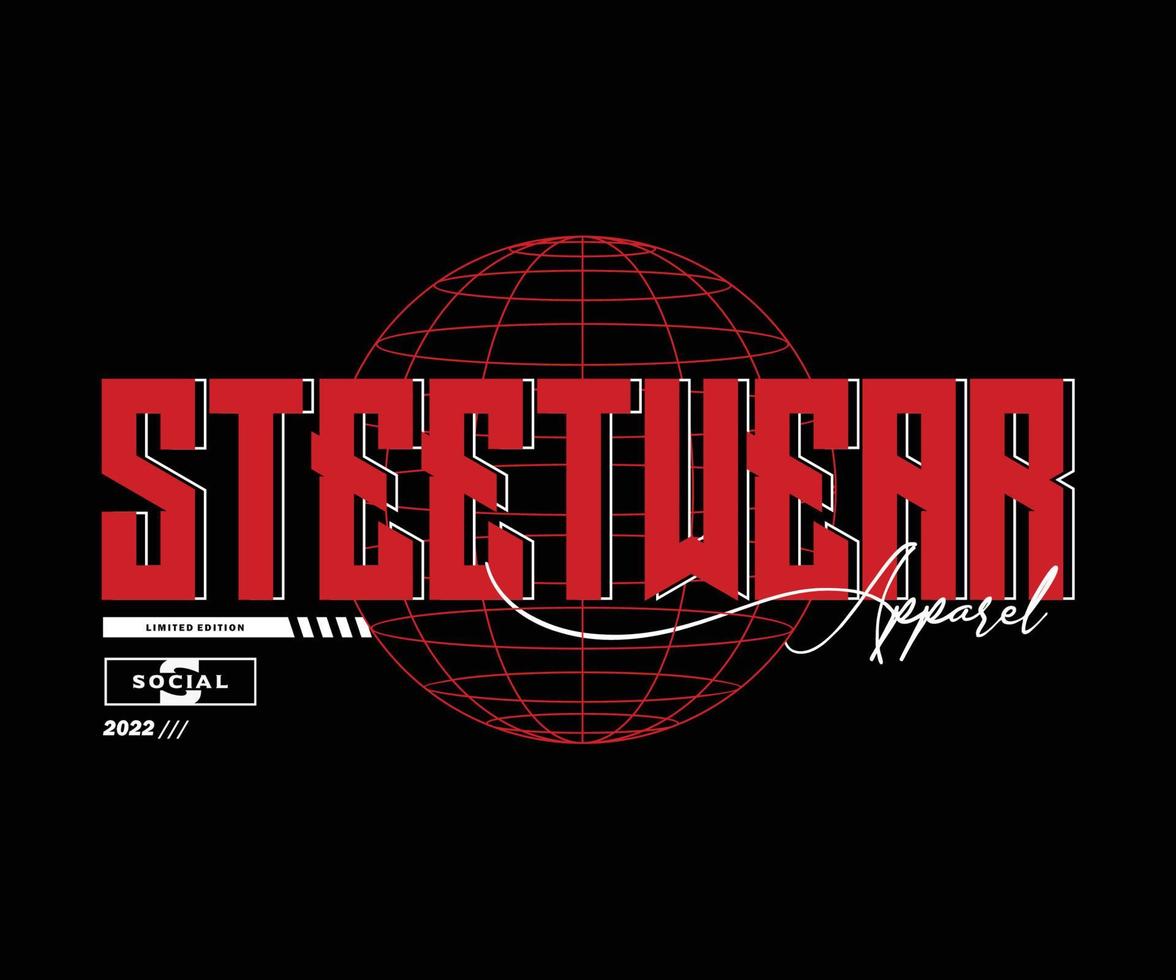 illustrazione di tipografia streetwear design t-shirt di colore rosso, grafica vettoriale, poster tipografico o magliette street wear e stile urbano vettore