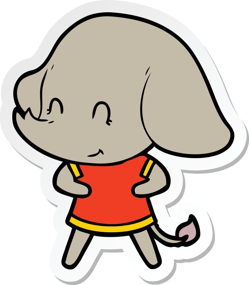adesivo di un simpatico cartone animato elefante vettore