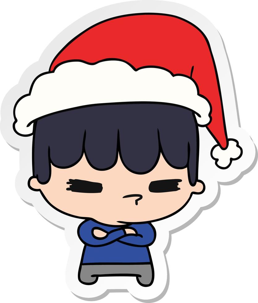 adesivo natalizio cartone animato di kawaii boy vettore