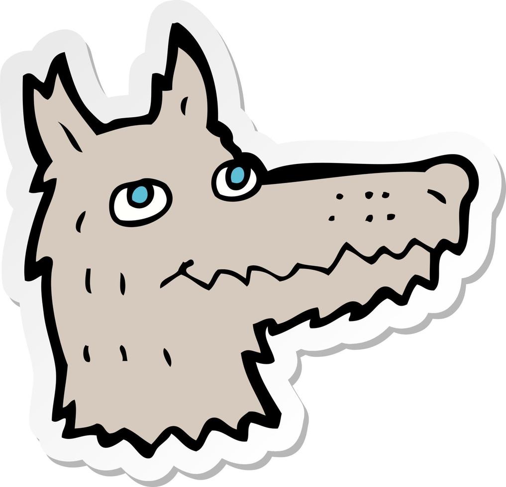 adesivo di una testa di lupo cartone animato vettore