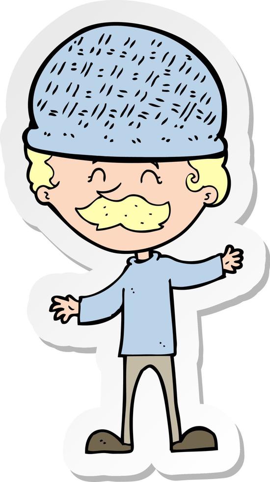 adesivo di un uomo cartone animato che indossa il cappello vettore