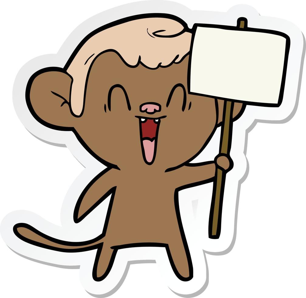 adesivo di una scimmia che ride cartone animato vettore