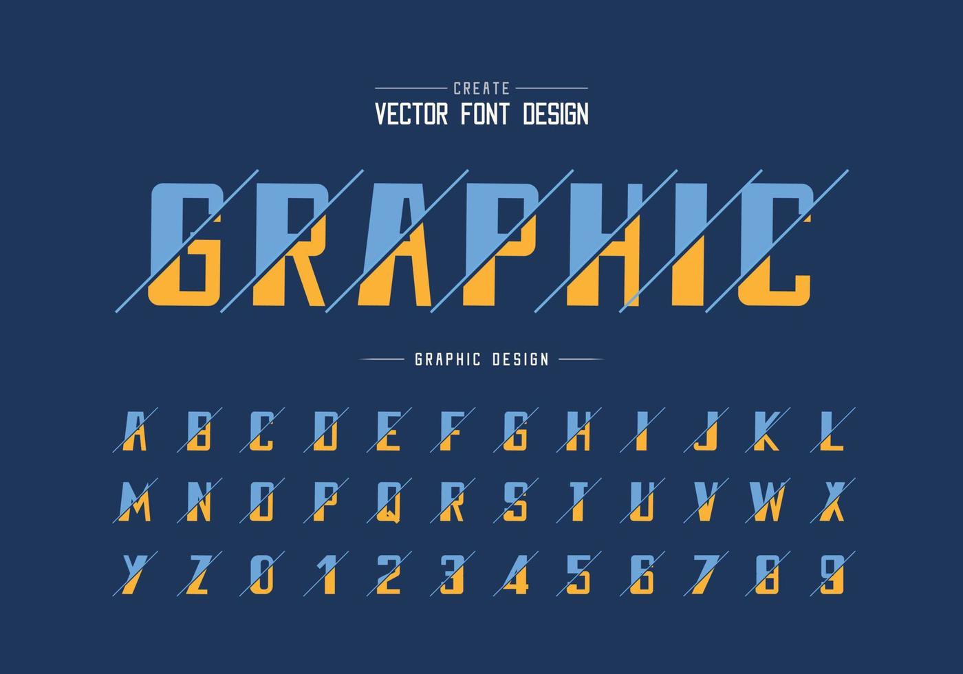 carattere grassetto a fette e vettore alfabeto, design tipografico e numerico, testo grafico sullo sfondo