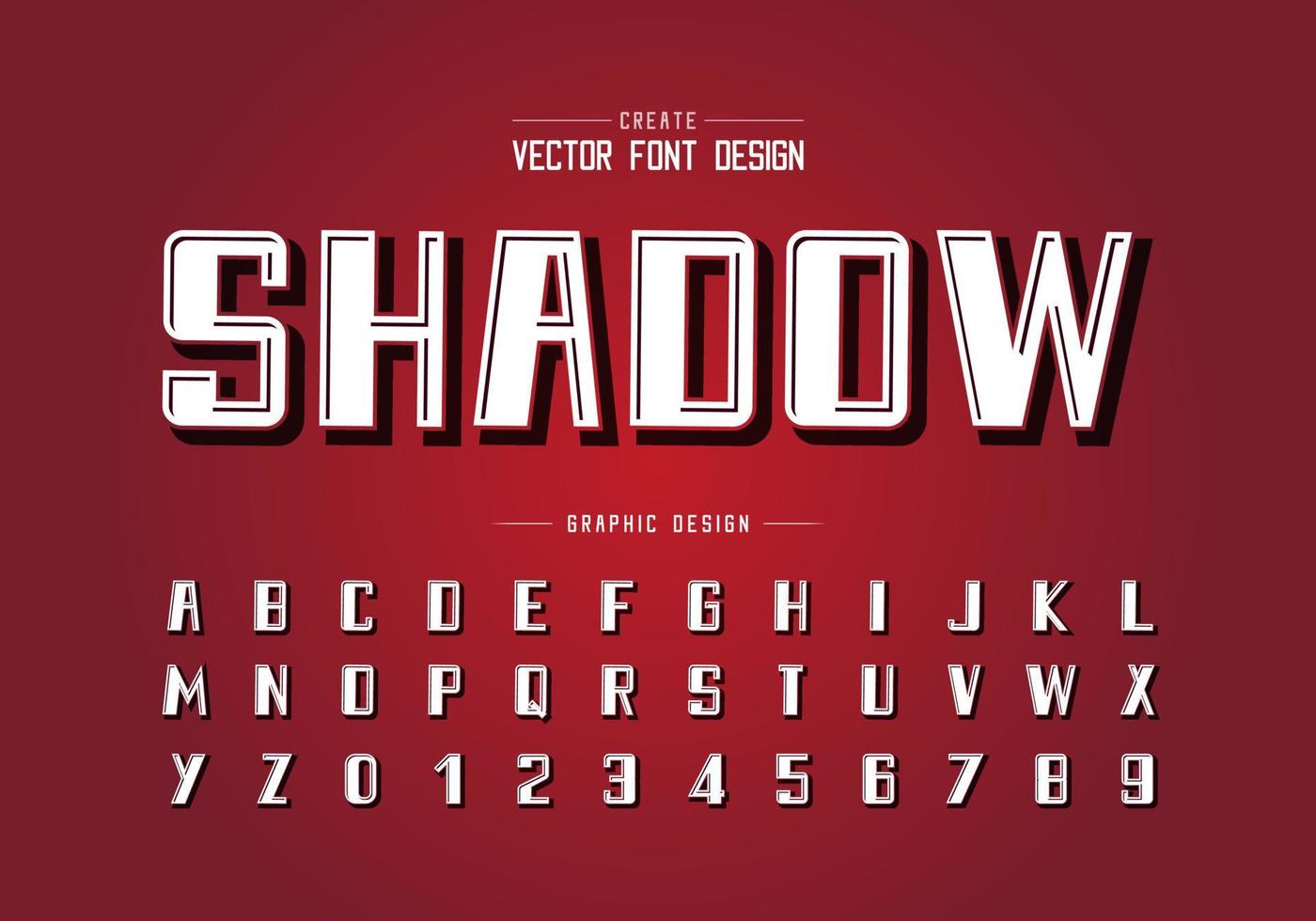carattere ombra nera e vettore alfabeto in grassetto, carattere tipografico e design numerico