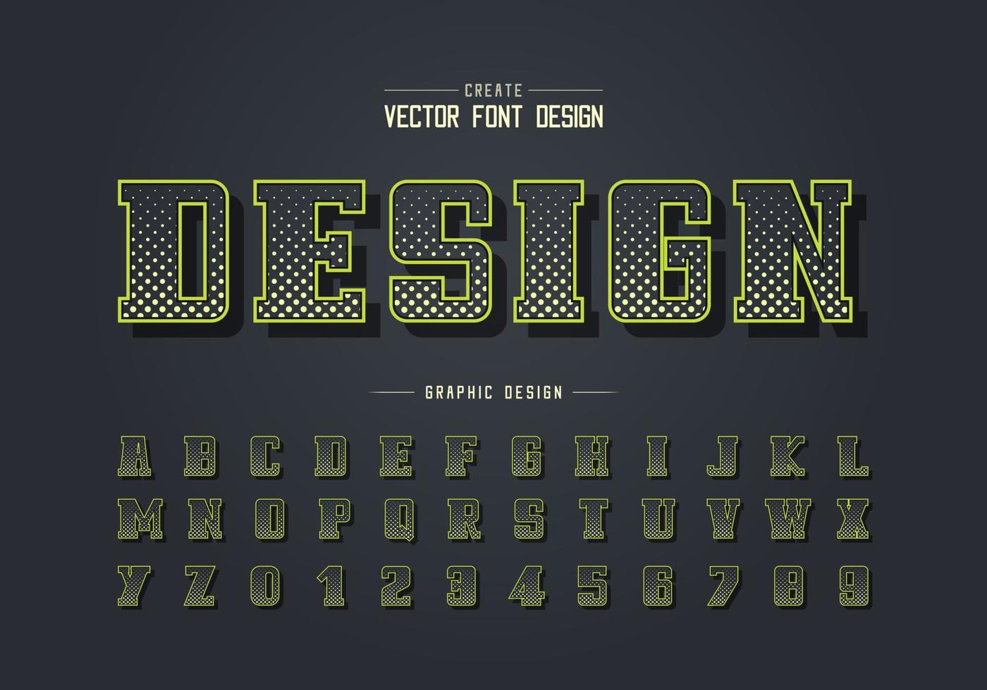 carattere circolare mezzitoni e vettore alfabeto in grassetto, script digitale e design numerico