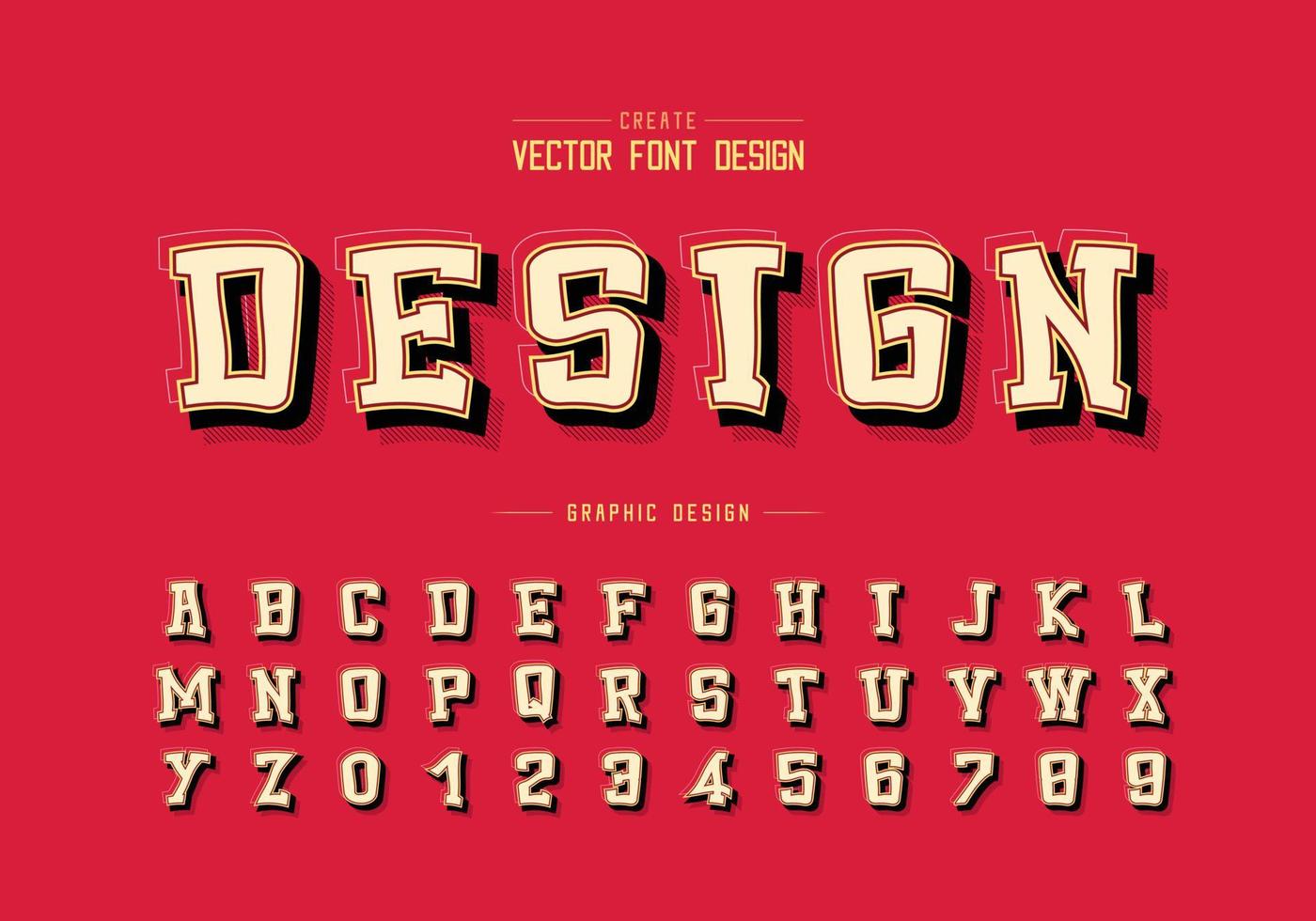 vettore di carattere cartoon ombra e linea, carattere alfabeto e design numerico, testo grafico su sfondo