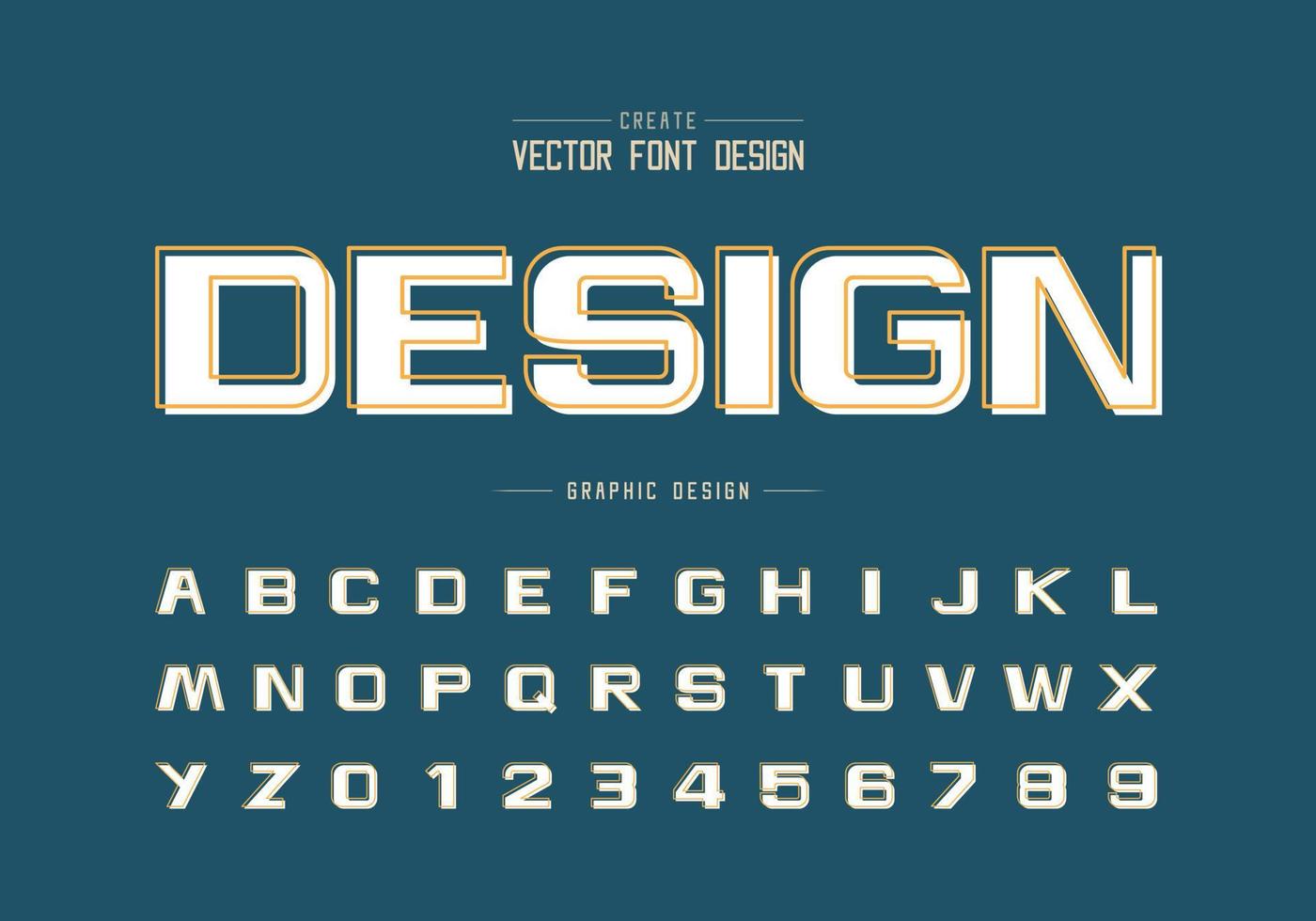 carattere di linea con ombra bianca e vettore di alfabeto in grassetto, lettera e numero del carattere tipografico di design