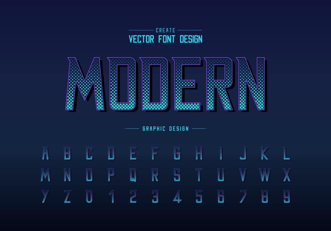 carattere quadrato mezzitoni e vettore alfabeto, carattere tipografico moderno digitale e numero di lettere
