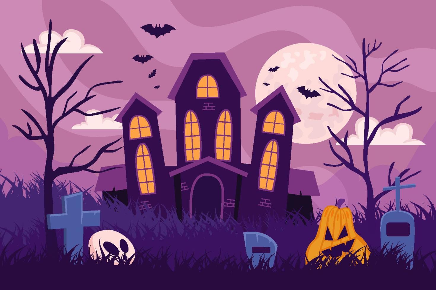 sfondo della casa stregata di halloween vettore