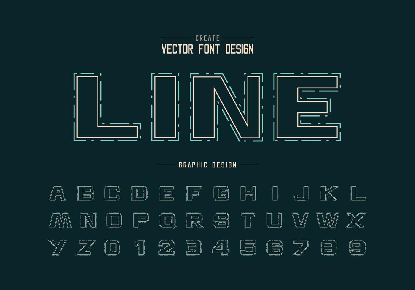 vettore di alfabeto di caratteri e linee, lettera e numero di caratteri di design, testo grafico su sfondo