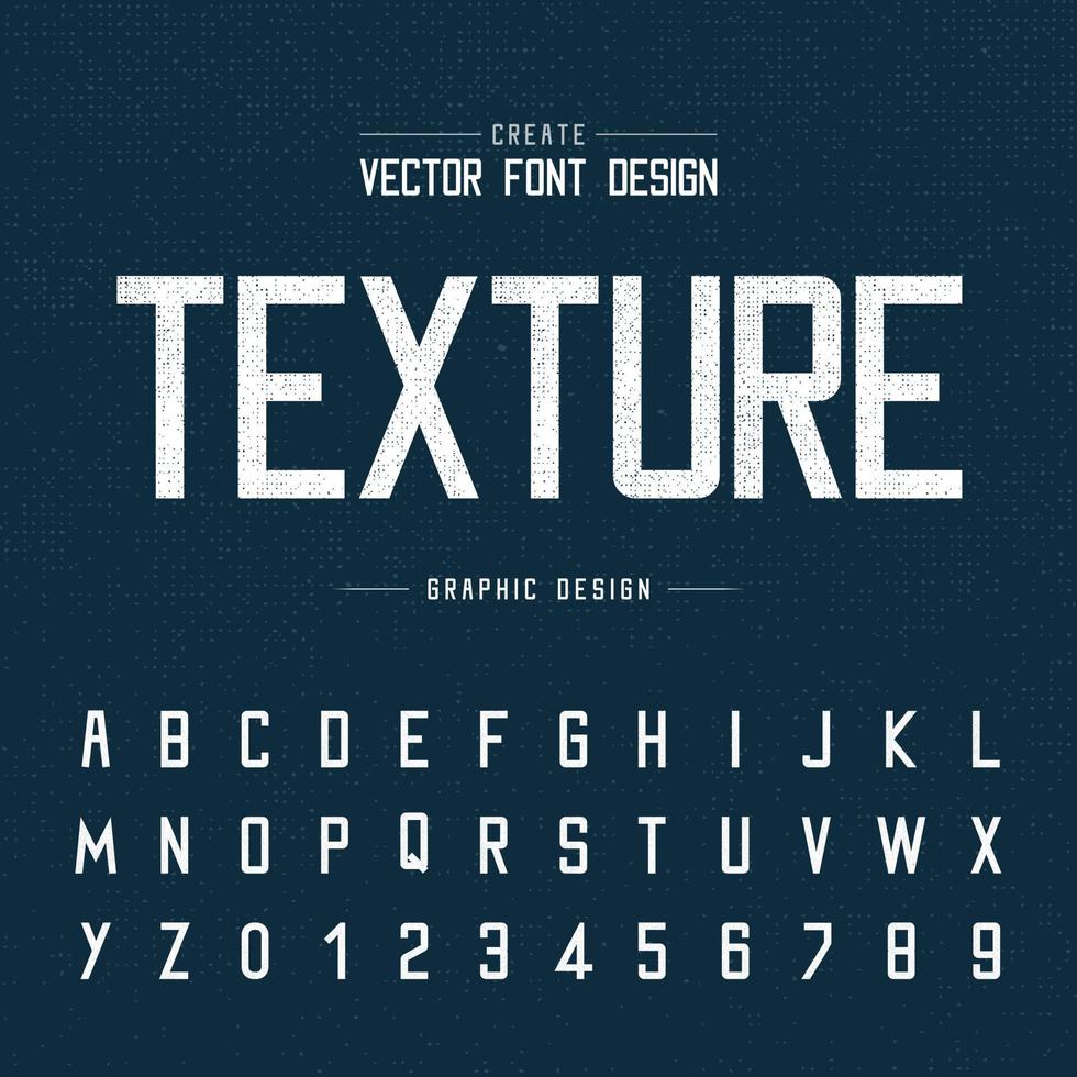 vettore di caratteri e alfabeto, design di lettere di gesso e texture grafica su sfondo blu scuro