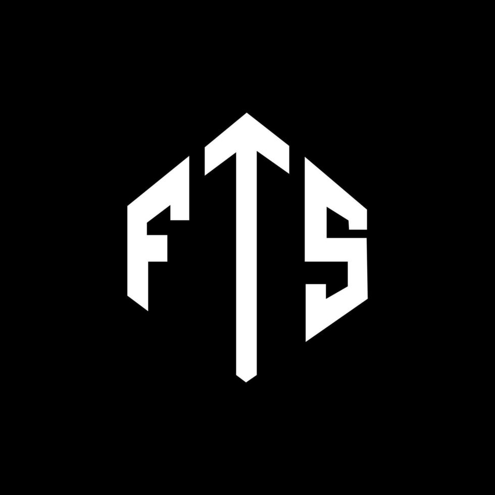 design del logo della lettera fts con forma poligonale. fts poligono e design del logo a forma di cubo. fts esagono logo modello vettoriale colori bianco e nero. monogramma fts, logo aziendale e immobiliare.