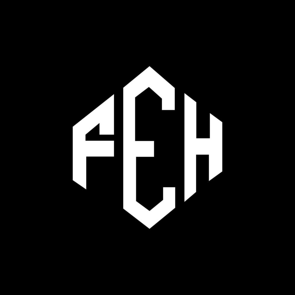design del logo della lettera feh con forma poligonale. feh poligono e design del logo a forma di cubo. feh esagono vettore logo modello colori bianco e nero. monogramma feh, logo aziendale e immobiliare.
