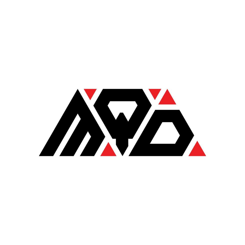 design del logo della lettera triangolare mqd con forma triangolare. monogramma di progettazione logo triangolo mqd. modello di logo vettoriale triangolo mqd con colore rosso. logo triangolare mqd logo semplice, elegante e lussuoso. mq
