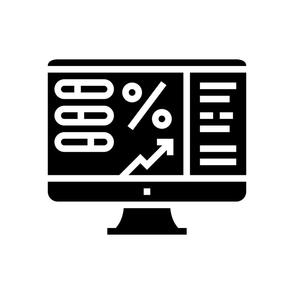 monitoraggio dell'illustrazione vettoriale dell'icona del glifo del profitto