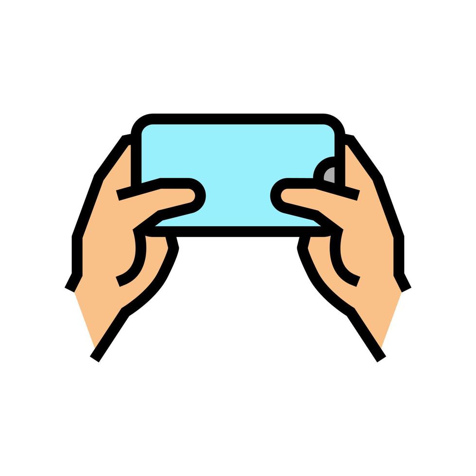 accelerometro per la riproduzione di app per videogiochi sull'illustrazione vettoriale dell'icona a colori dello smartphone