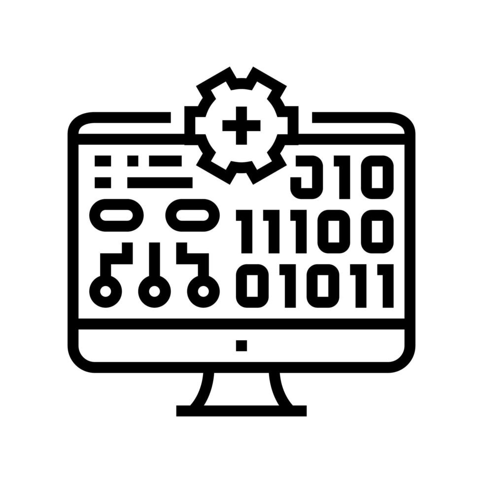 illustrazione vettoriale dell'icona della linea del computer della scuola