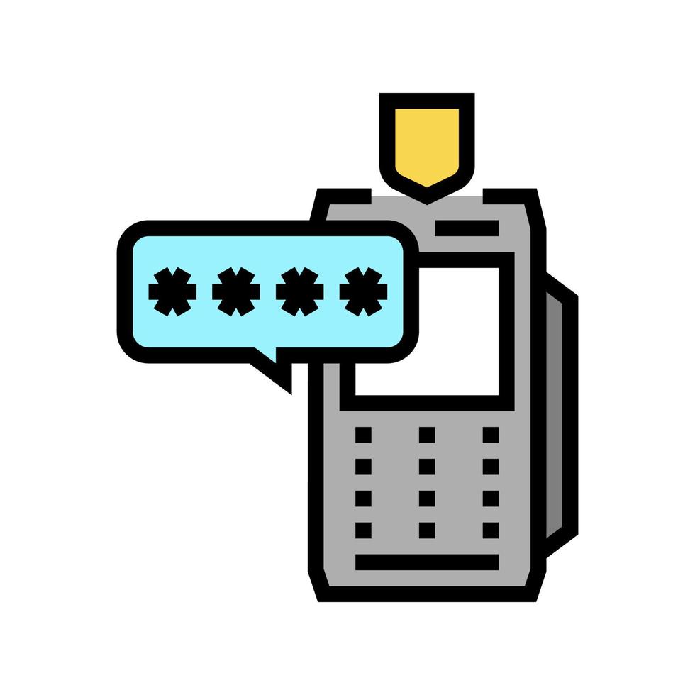 codice pin per l'illustrazione vettoriale dell'icona a colori del terminale di pagamento