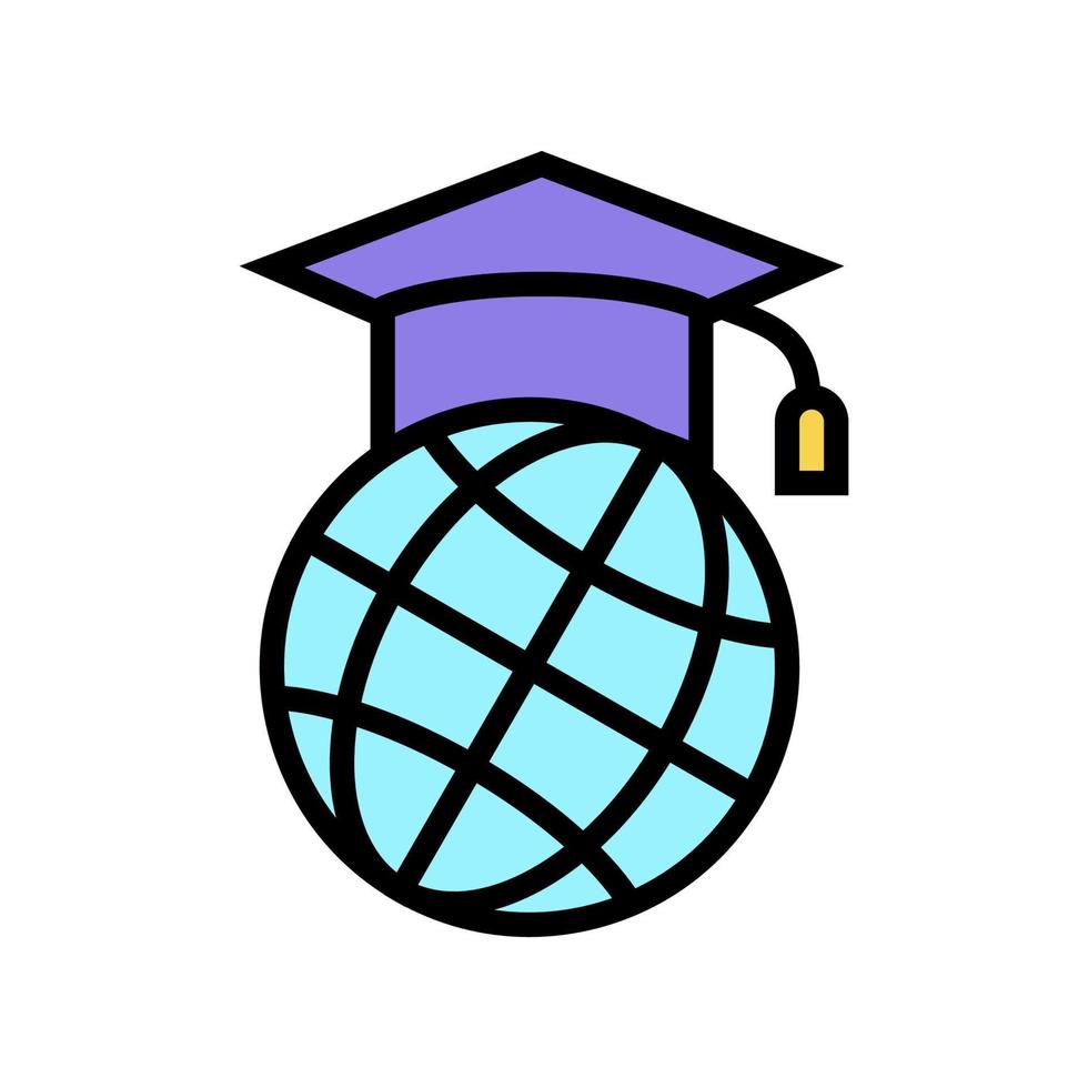illustrazione vettoriale dell'icona del colore del laureato in istruzione internazionale