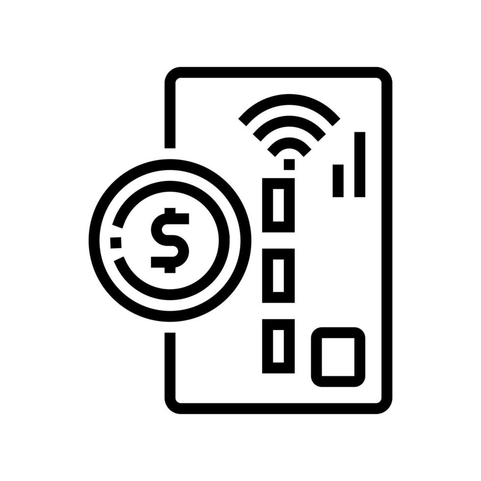 illustrazione vettoriale dell'icona della linea contactless della carta