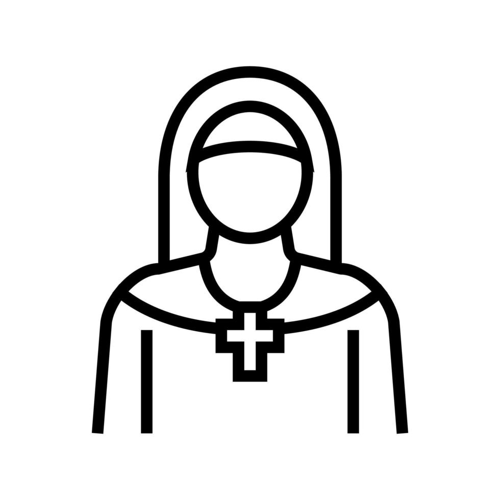 illustrazione vettoriale dell'icona della linea del cristianesimo della suora