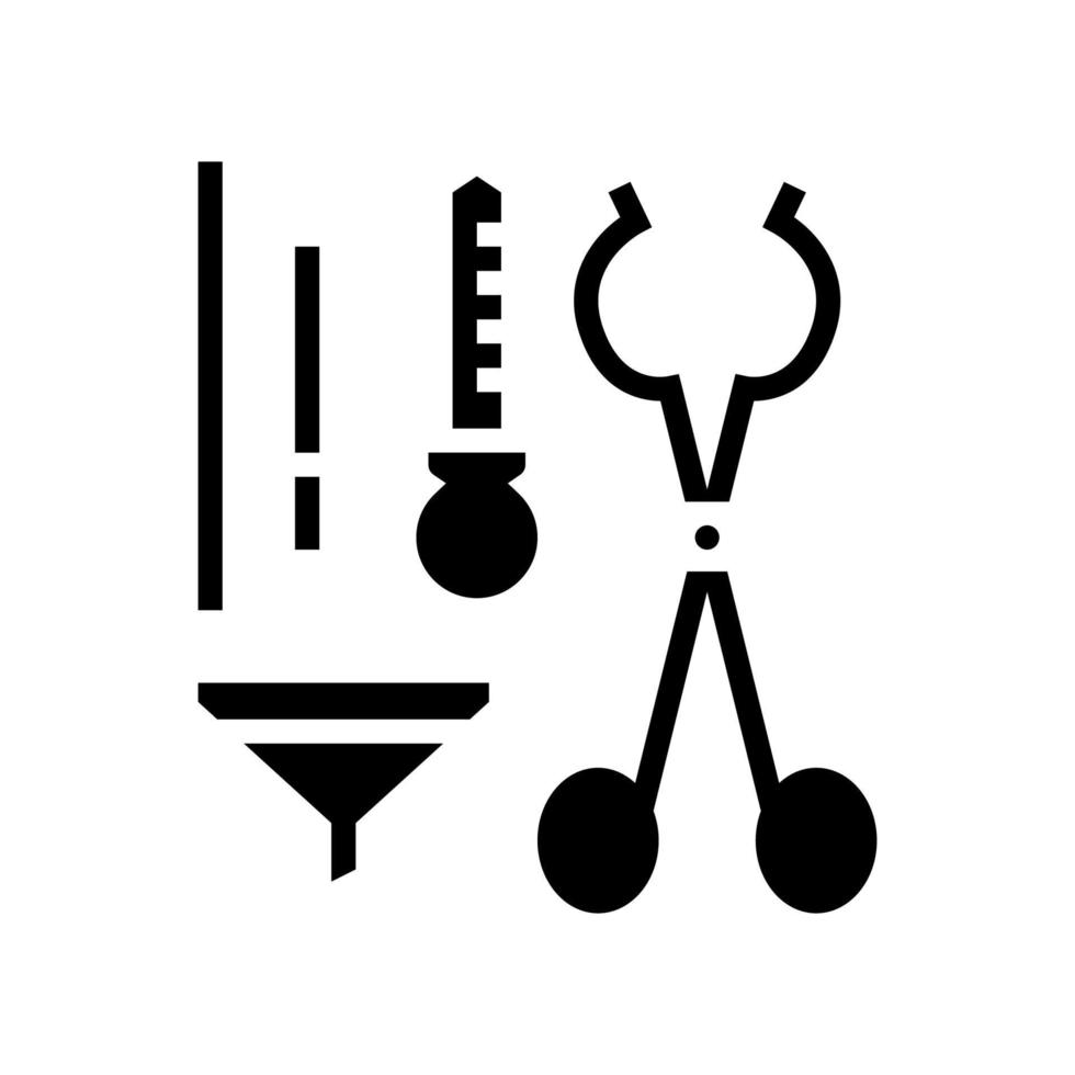 illustrazione isolata del vettore dell'icona del glifo degli strumenti del contagocce delle pinze a imbuto