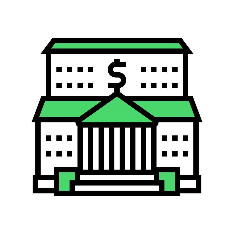 illustrazione vettoriale dell'icona del colore dell'edificio finanziario della banca