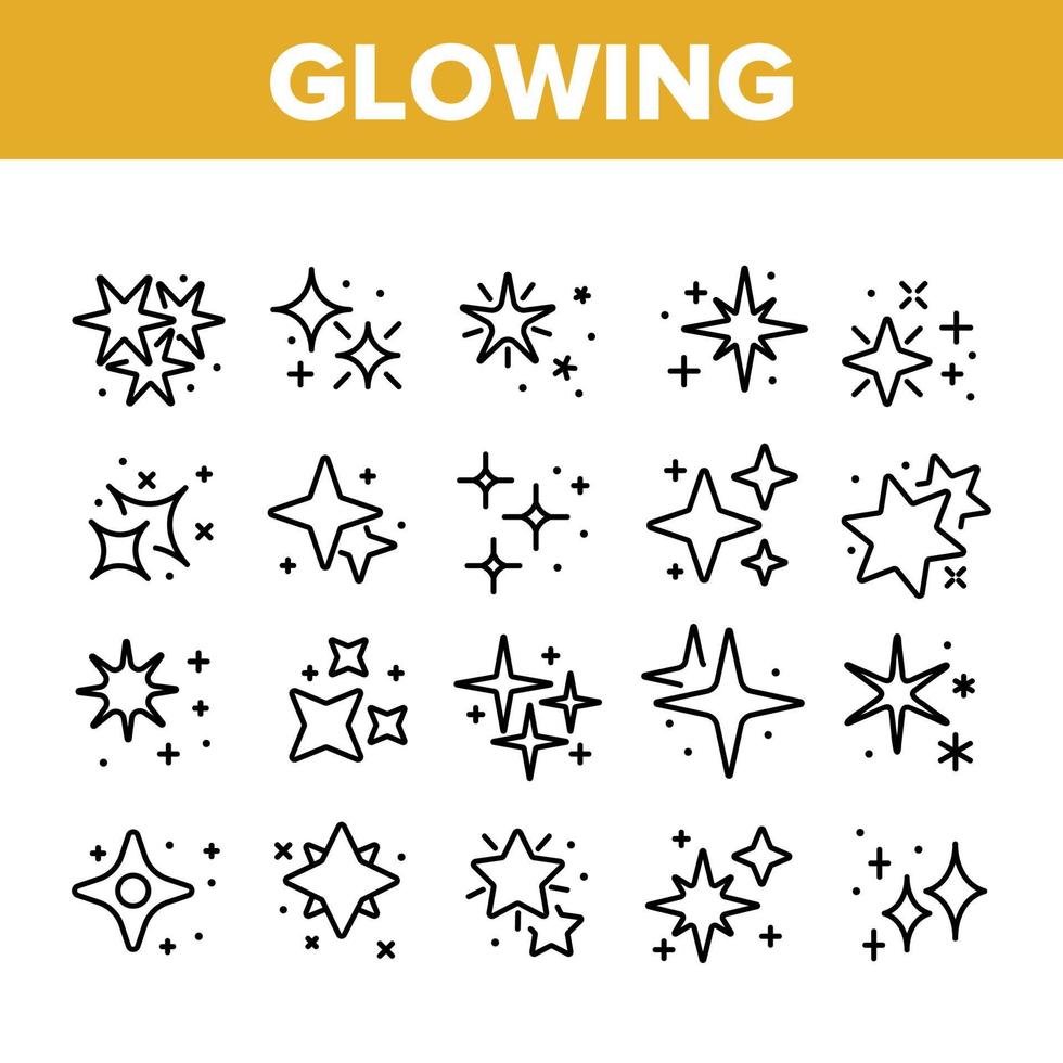 le icone della raccolta delle stelle di lucentezza d'ardore hanno impostato il vettore