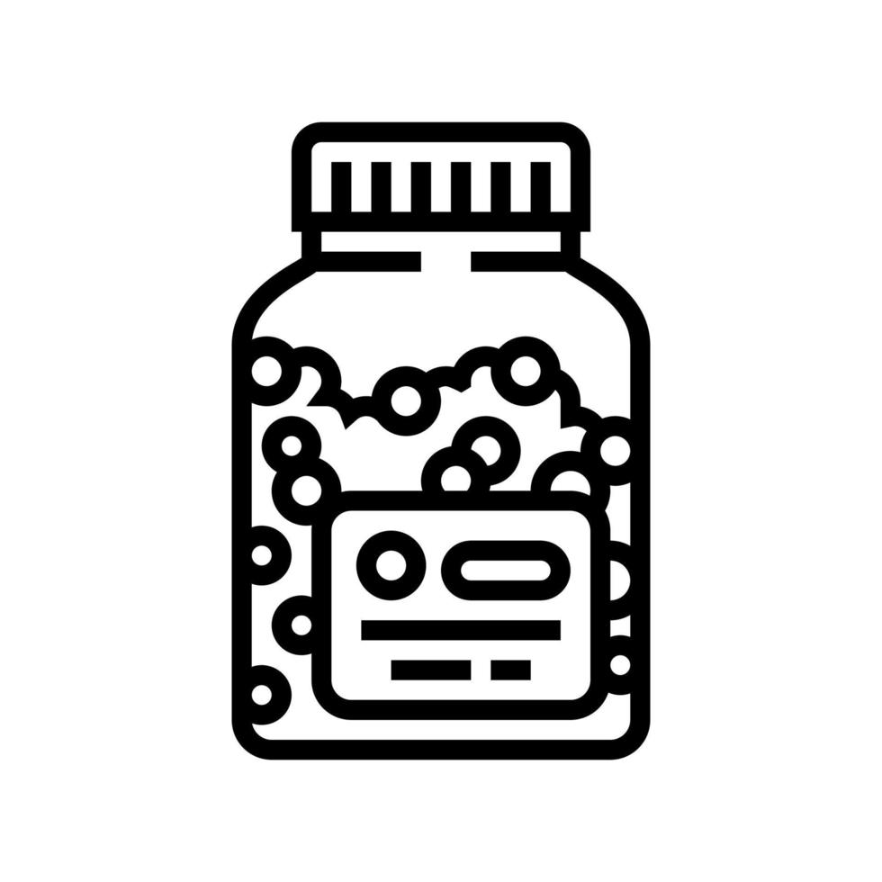 illustrazione vettoriale dell'icona della linea della bottiglia di omeopatia delle vitamine