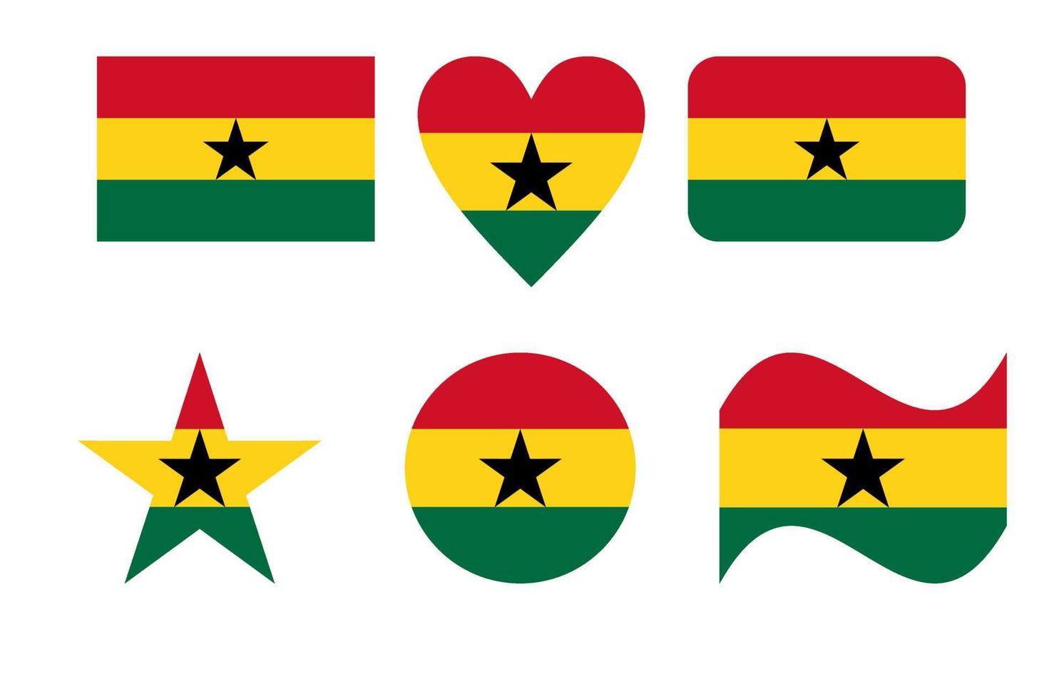 bandiera del ghana in sei forme illustrazione vettoriale