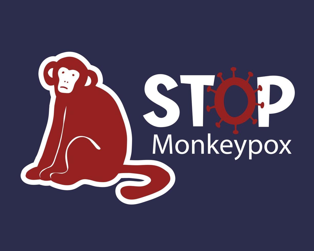 illustrazione del virus del vaiolo delle scimmie. scimmia animale come simbolo. icona del vaiolo e focolaio di una nuova malattia infettiva vettore