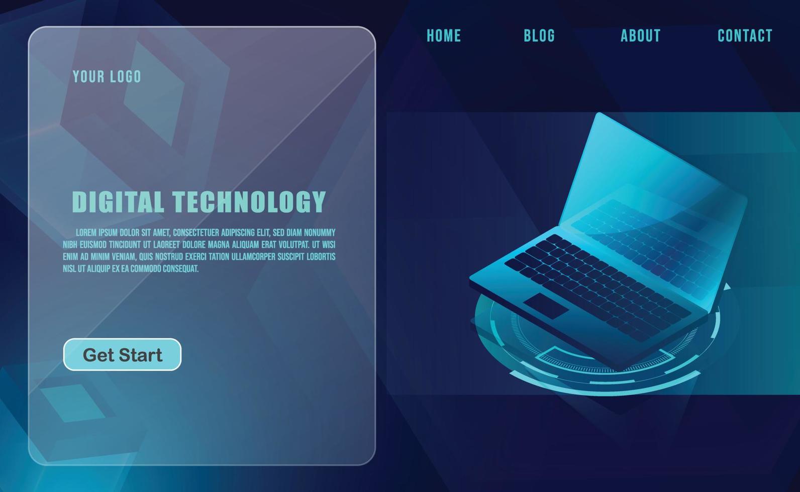 concetto di tecnologia per modello di banner web o brochure, colore blu. vettore