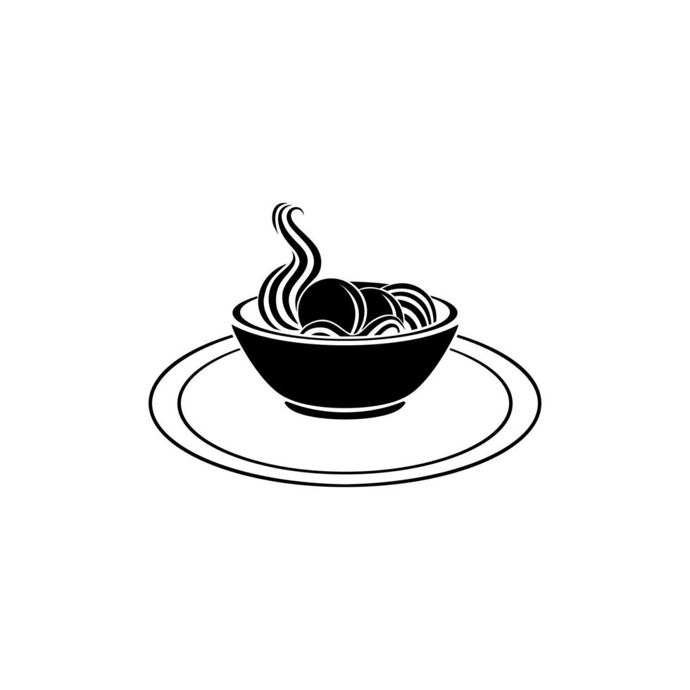 polpette di carne nella tazza. sagoma della ciotola di noodle per logo o elemento di design grafico. bakso. illustrazione vettoriale