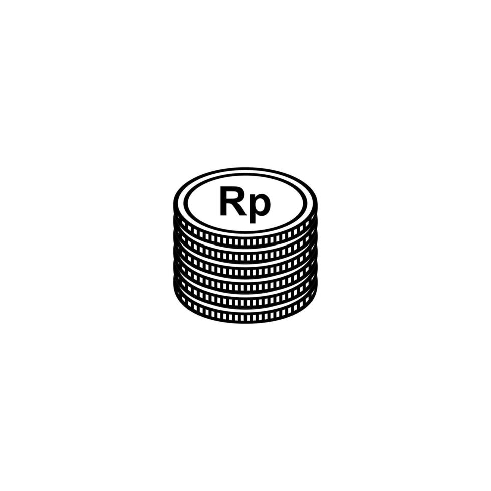 pila di valuta indonesiana, rupia, idr, simbolo dell'icona del mucchio di soldi. illustrazione vettoriale