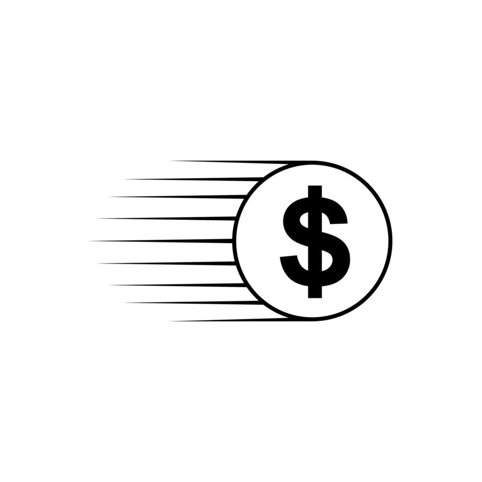 simbolo dell'icona del dollaro, trasferimento di denaro veloce dei usd. illustrazione vettoriale