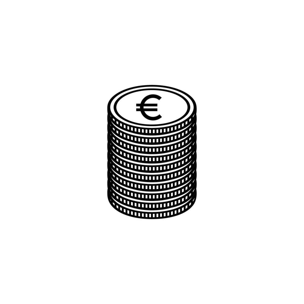 pila di soldi in euro, simbolo dell'icona del mucchio di soldi. illustrazione vettoriale