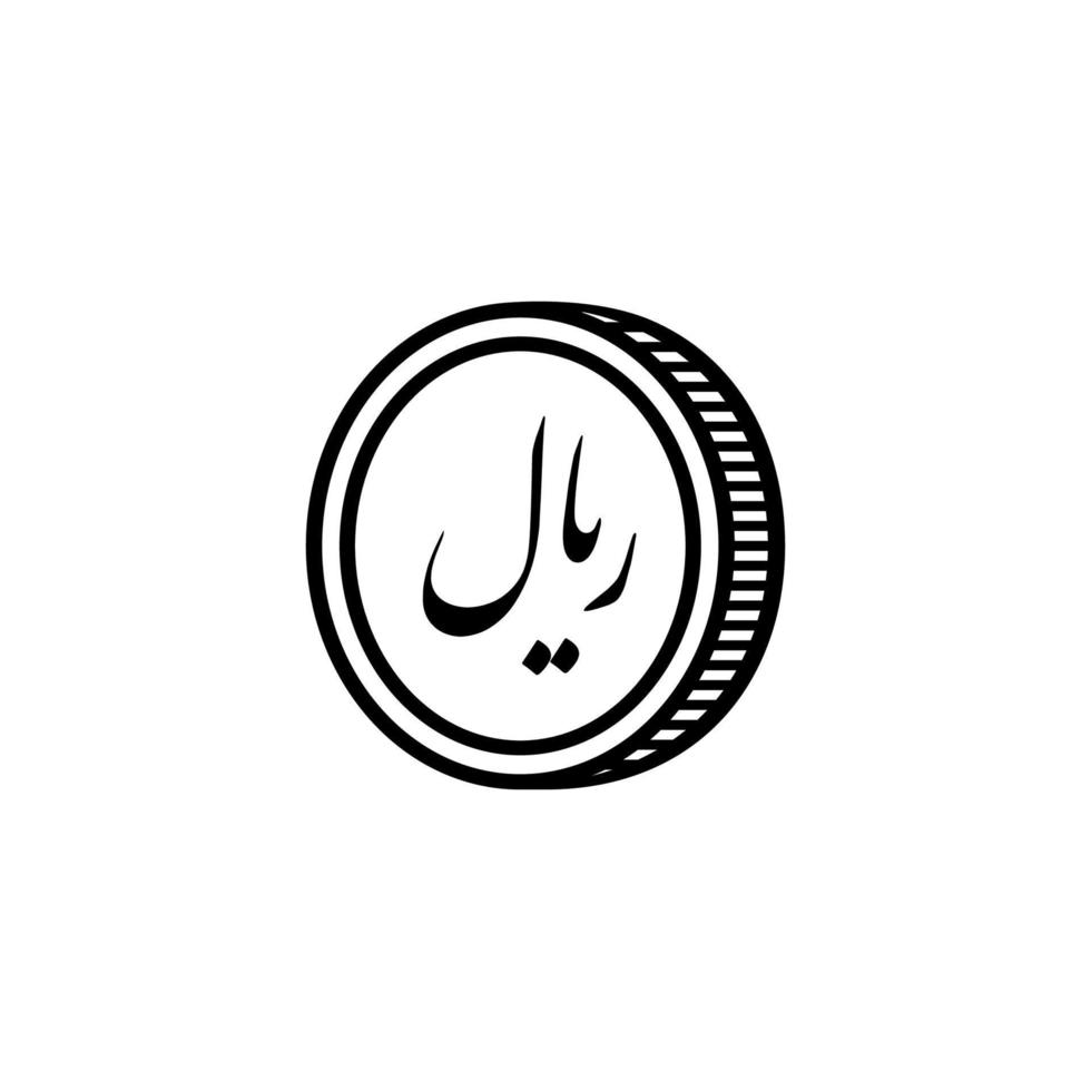 simbolo dell'icona della valuta iran con codice iso. rial iraniano. codice iso irr. illustrazione vettoriale