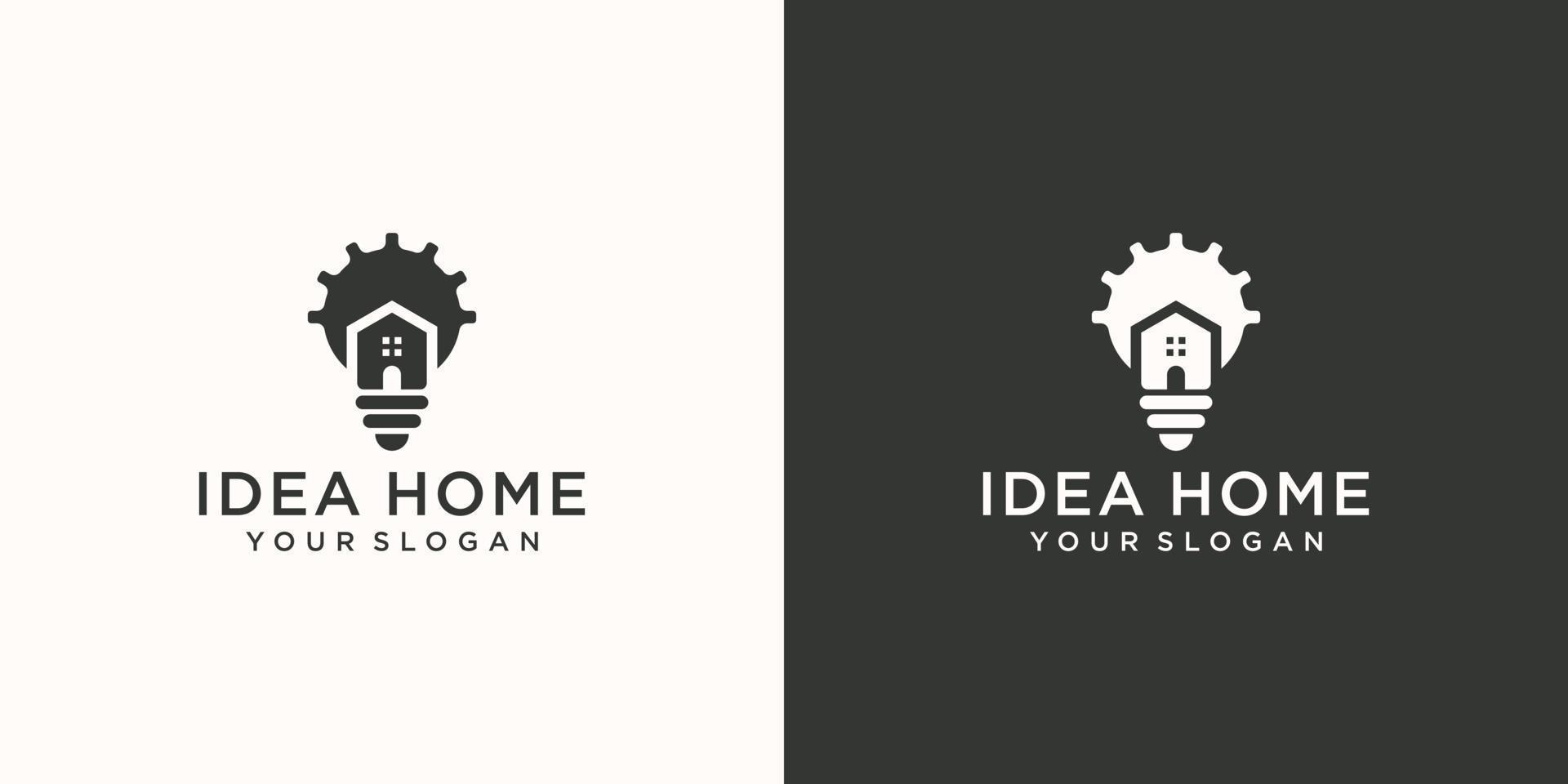 idee per la casa logo combinazione di un logo per la casa e una lampadina vettore