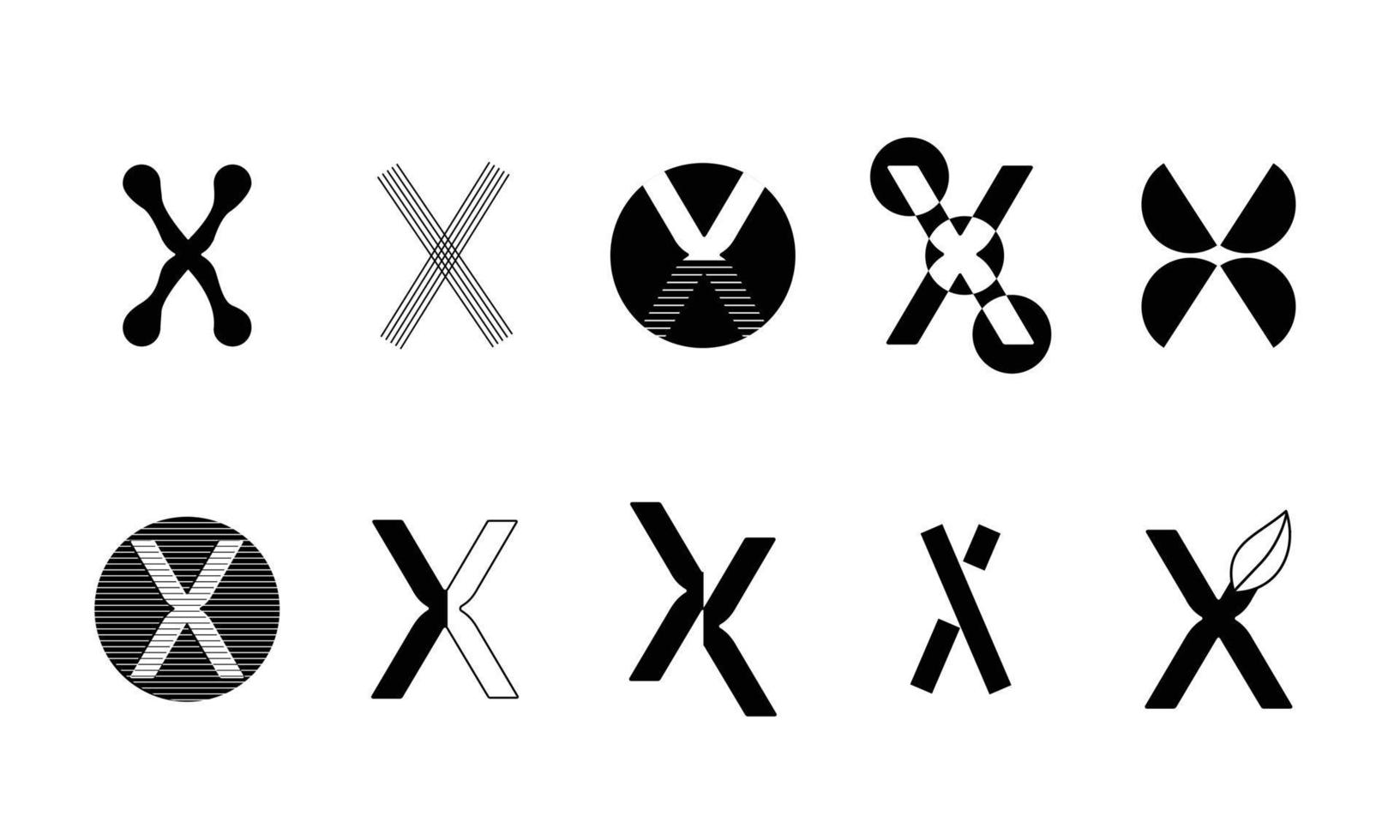 loghi set monogramma con la lettera x, collezione vettore