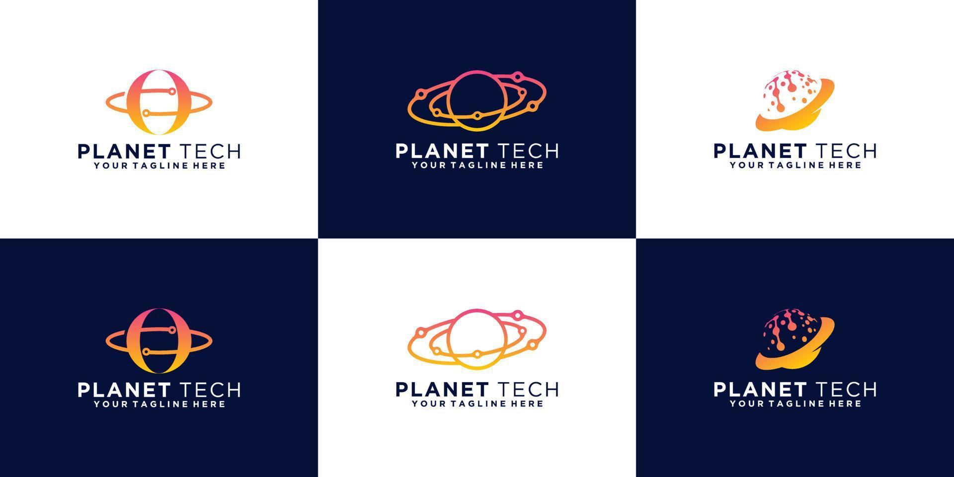 collezione di logo dell'orbita del pianeta tecnologia vettore